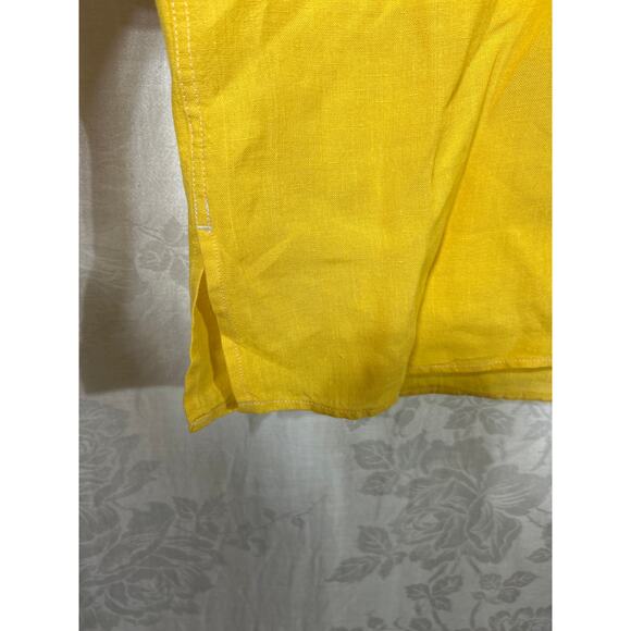 Cutter & Buck Button Up 4XB Yellow 100% Linen Short Sleeve - Picture 2 of 12